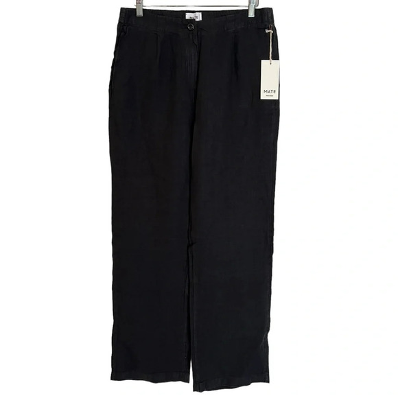 Mate the Label Organic Linen Tailored Pant Jet Black XL NWT Classic Minimalist - Picture 1 of 7